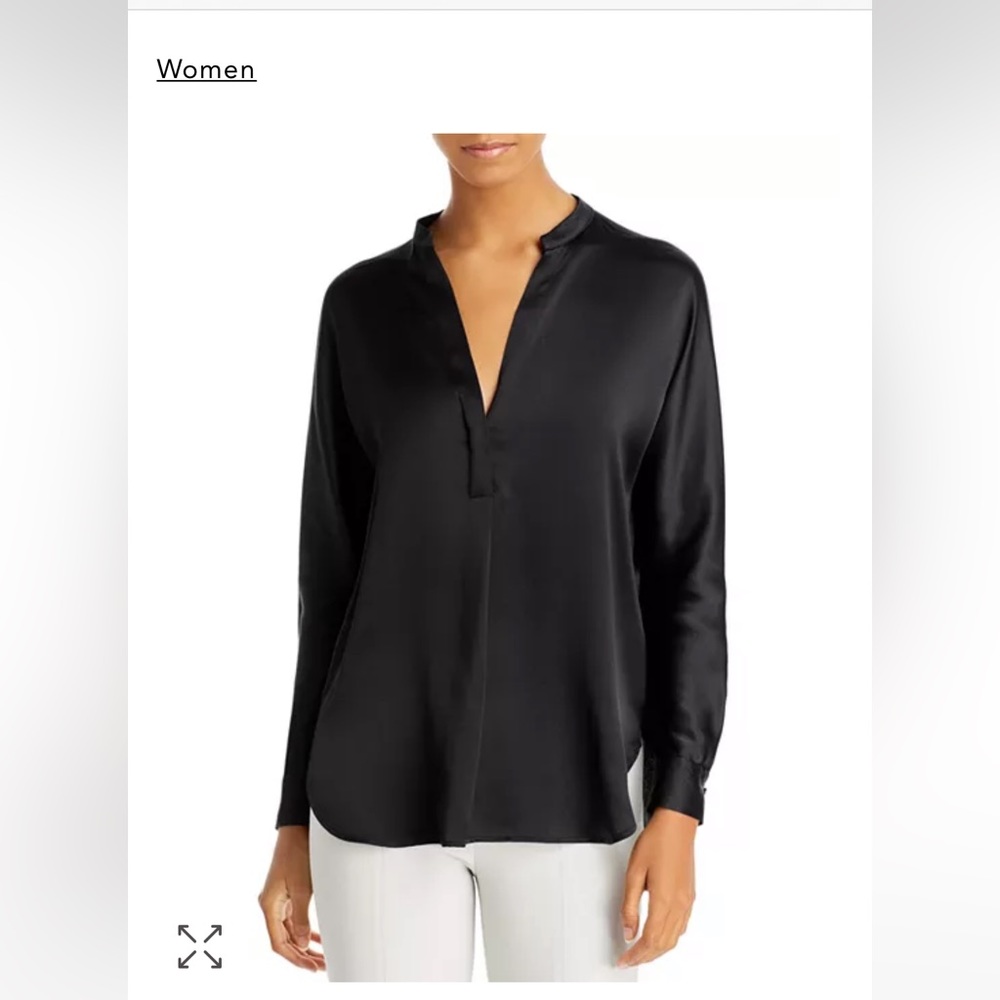 Vince 100% silk banded collar blouse size S New without tag, never worn